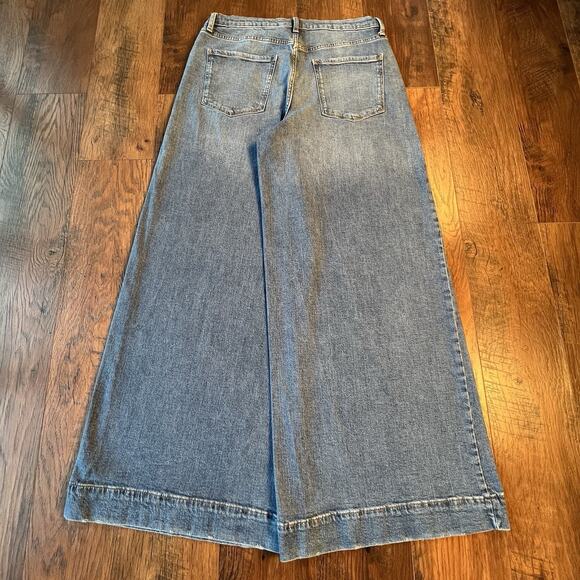 a.n.a A New Approach Low Rise Super Wide Leg Stretch Blue Denim Jeans Size 8 - Picture 5 of 8